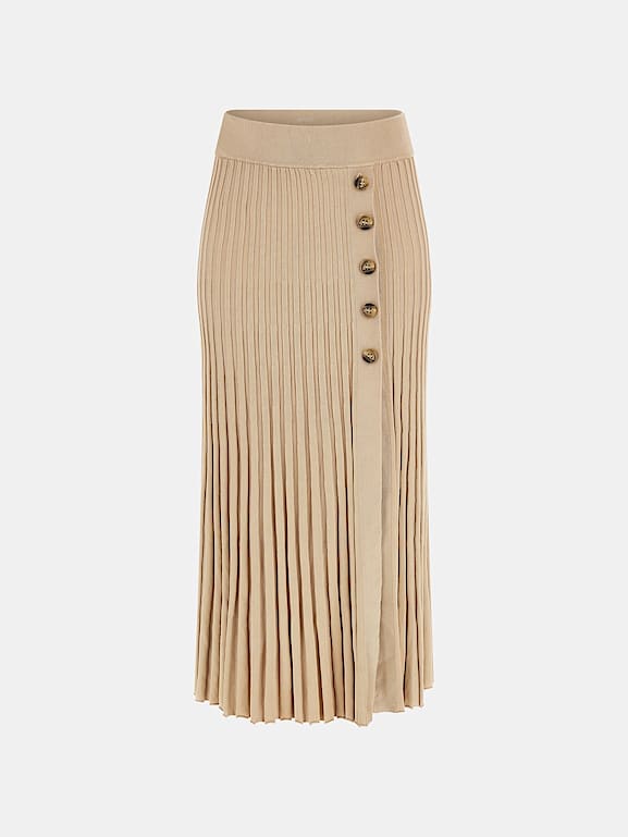 GUESS® Pleated long sweater skirt Women