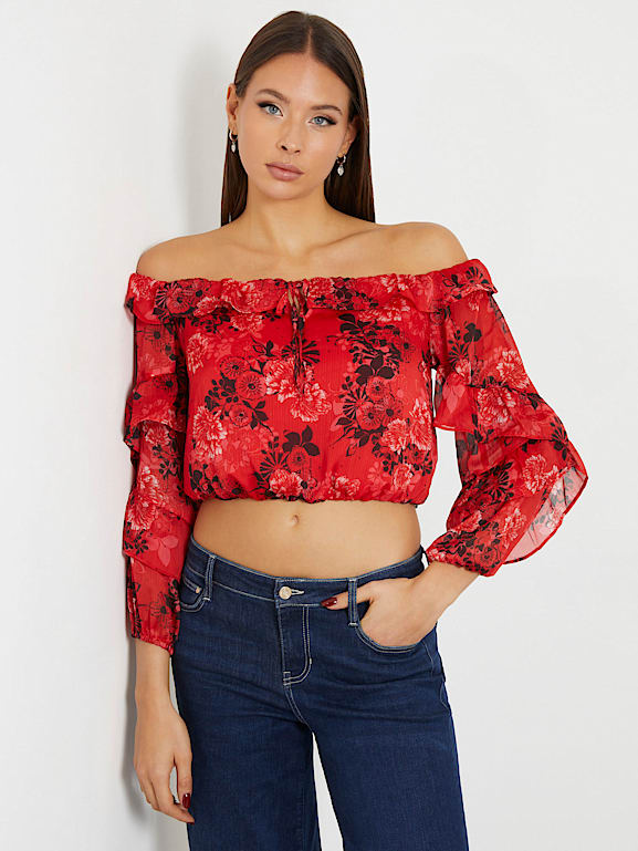 Guess red sales blouse