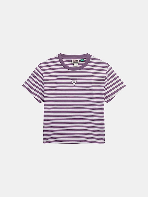 Guess st james striped tee purple deals