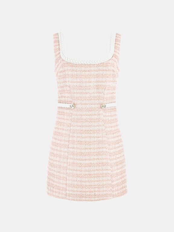 Pink tweed mini dress clearance