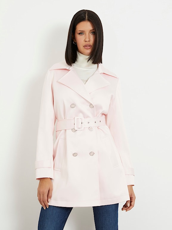 Guess pink trench coat cheap