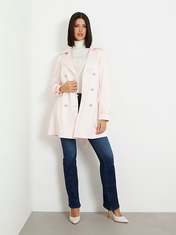 Guess pink trench coat deals