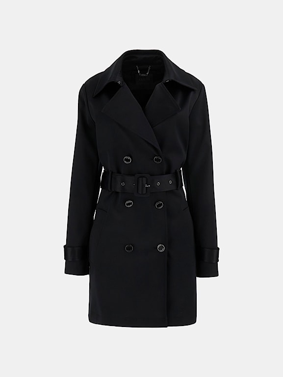 Short black trench coat women's online