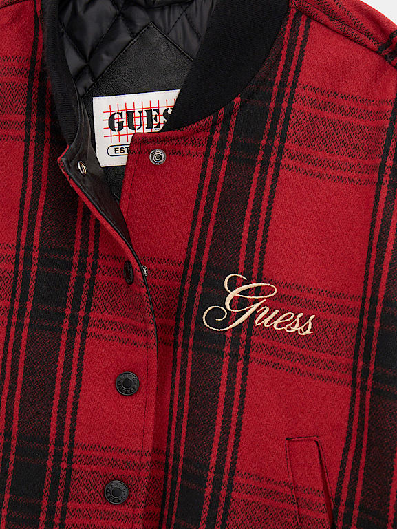 Guess red bomber jacket best sale