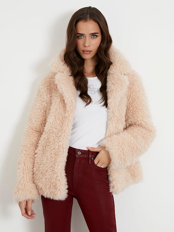 Guess reversible jacket with faux fur discount