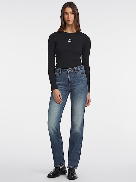 Mid rise straight leg jeans womens cheap