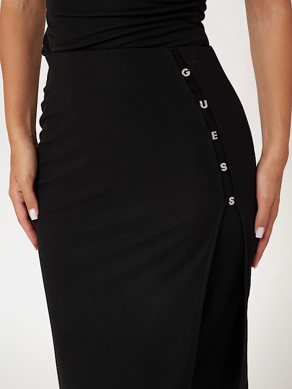 GUESS Rib knit midi skirt Women