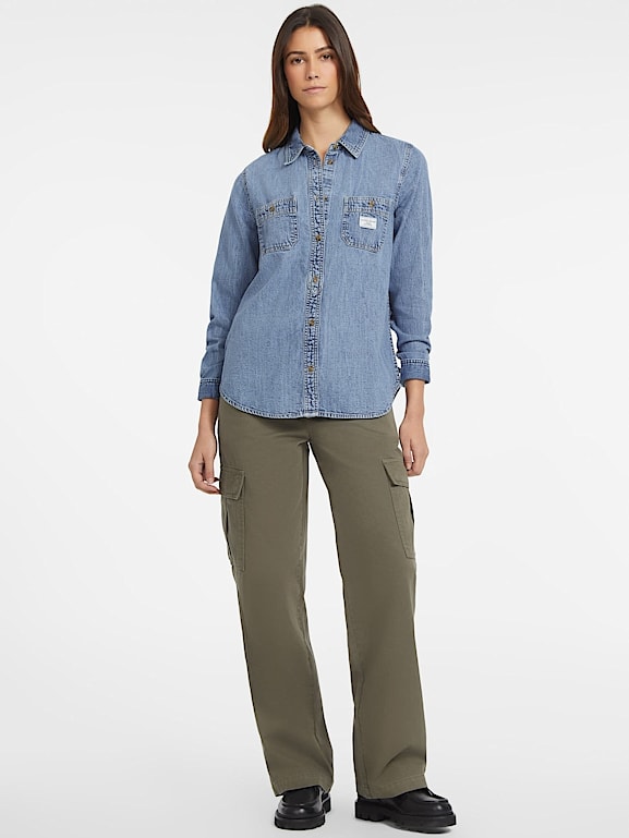 GUESS Camisa vaquera de manga larga corte clasico