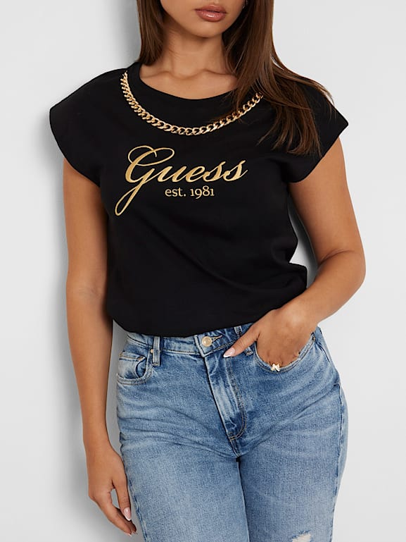Womens black guess t shirt new arrivals