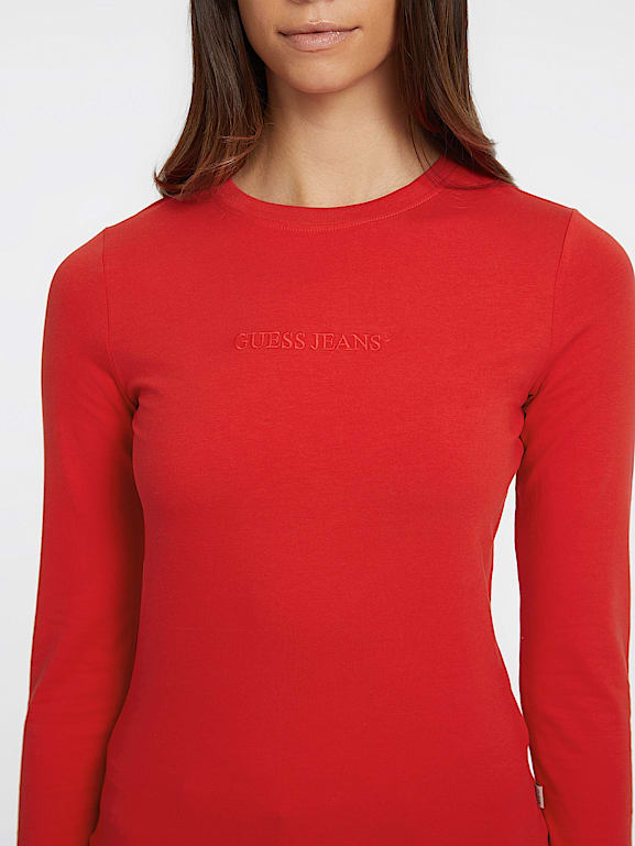 Strak T shirt met lange mouwen met borduursel Dames GUESS Jeans