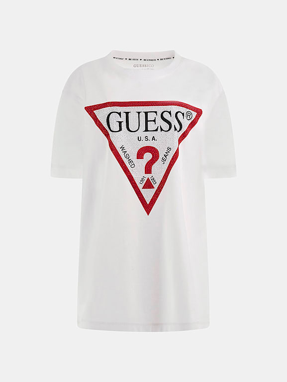 GUESS Ta l ucgen logolu t shirt Kad n