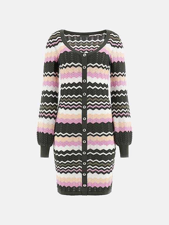 GUESS Striped midi sweater dress Women