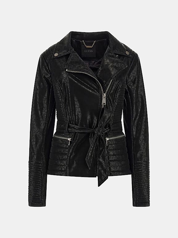 GUESS Faux leather biker jacket Women