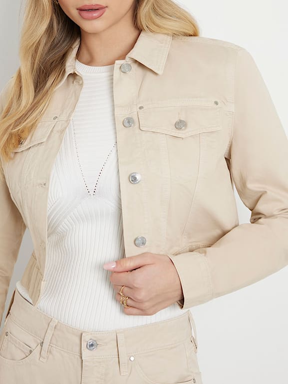 Cream cropped jacket ladies 2025