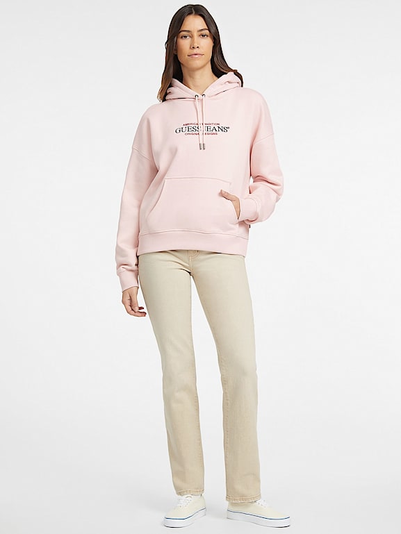 Pink guess hoodie clearance