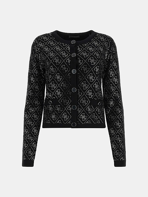 Cardigan Donna Sheego Nero Glitter Fantasia Fiori - Maglia Giacca Taglie Forti - Foto 3