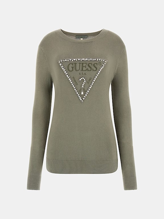 GUESS Rhinestones front logo sweater