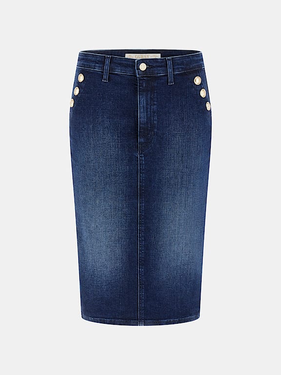 Vero Moda VMBERLA SLIT SKIRT - Jupe crayon - medium blue denim/denim
