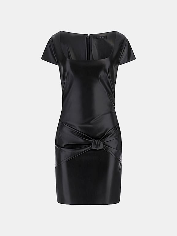 Robe En Simili Cuir Noir Warehouse - Taille 36 - Style Moulant - Portée 1 Fois - Parfait état