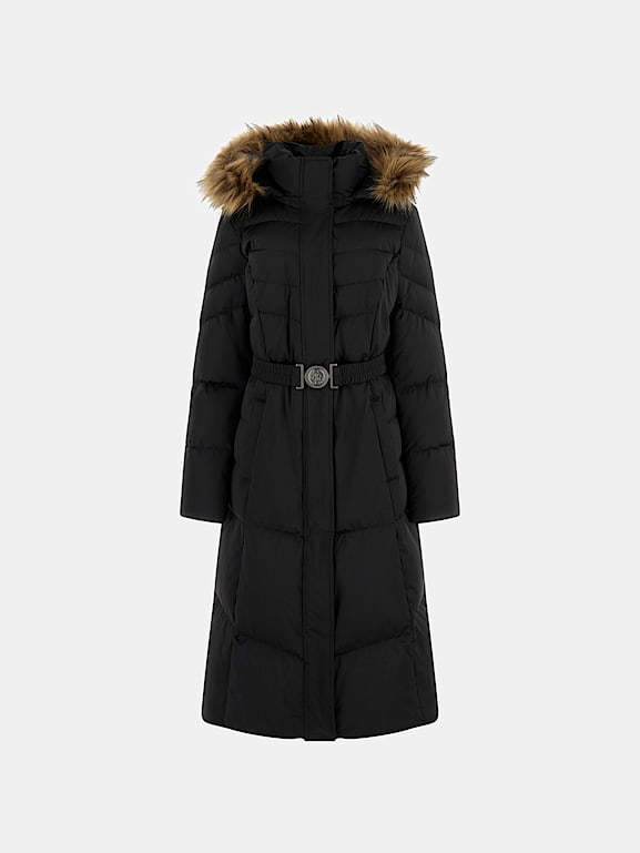Giacca Imbottita GUESS Con Cappuccio - Trapuntata, Lunga, Chiusura Zip E Bottoni, Composizione 100% Poliuretano