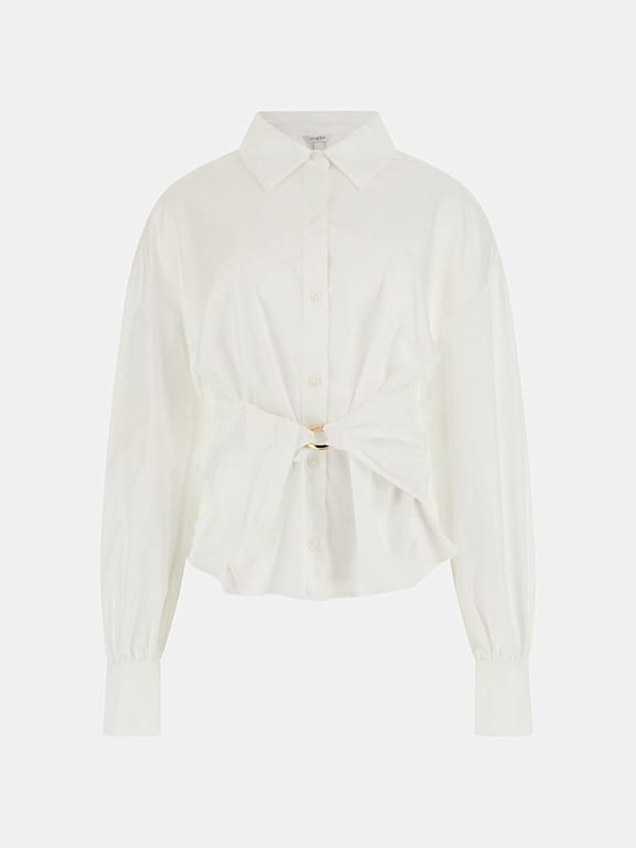 売れ筋商品|||ゲス シャツ レディース トップス MIMI WRAP - Button-down blouse - pure white GUESS® Wrap up stretch blouse Women
