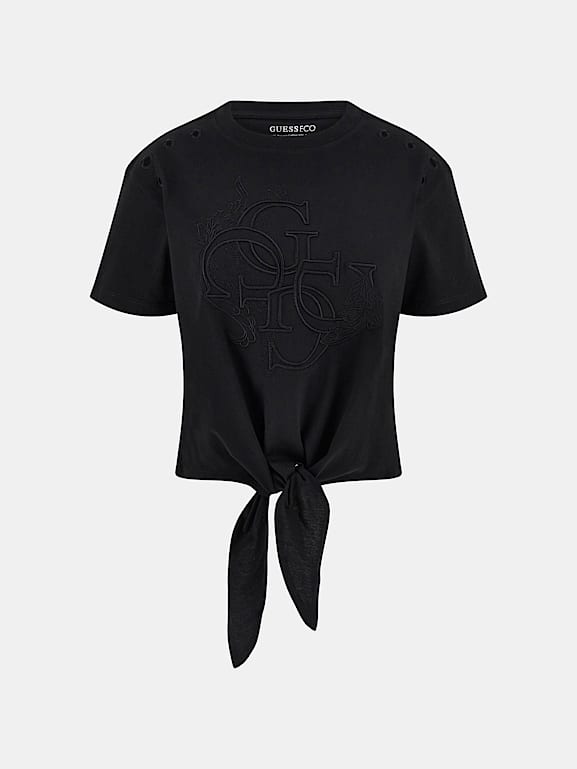 売れ筋商品|||マウンテンハードウェア カットソー トップス レディース Box Logo Boxy Crop Short-Sleeve Top - Women's Black GUESS® Cropped boxy logo T-shirt Women