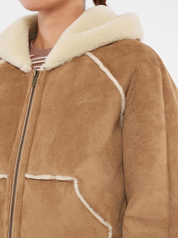 Suede jacket with fur store