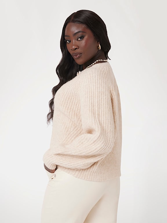 GUESS Alpaca wool blend ribbed cardigan sweater Women
