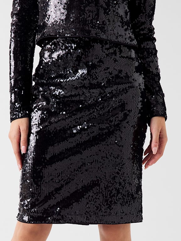 Jupe En Sequins Guess - Taille M - Gris - Neuve Avec étiquettes - Style Mini