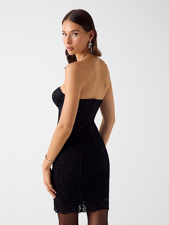 Robe Noire En Dentelle Guess Taille XS - Occasion Très Bon état - Style Soirée