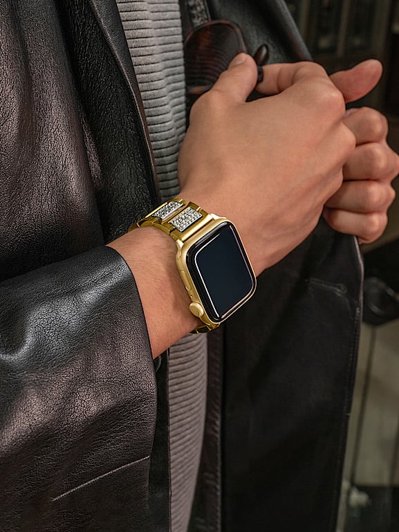 GUESS Apple Watch strap with crystal applique detailing Men