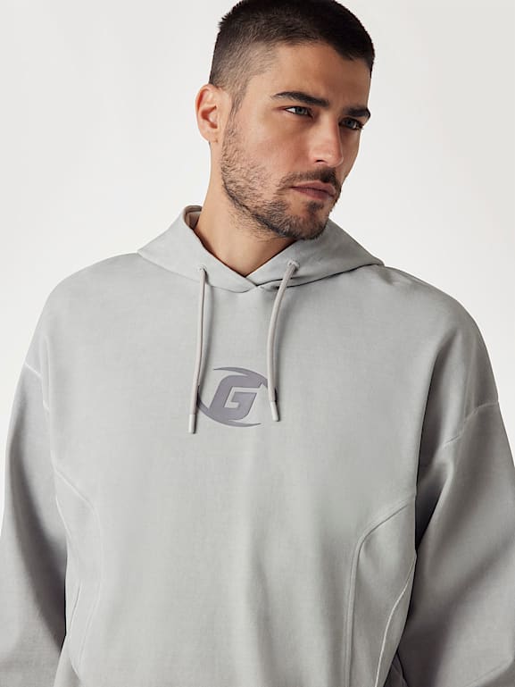 Felpa Grigio Chiaro Melange in cotone con zip e cappuccio Taglia S Colore Grigio Chiaro