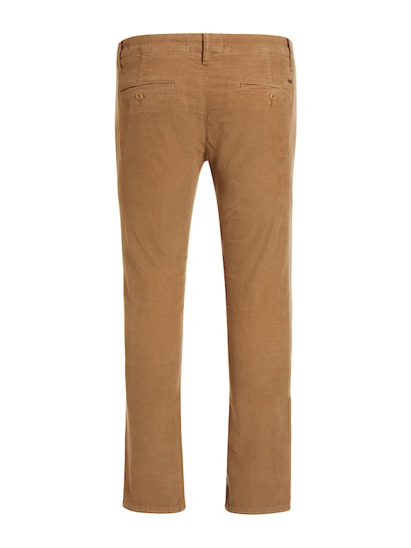 Brown Dot Print Stretch Corduroy Pants