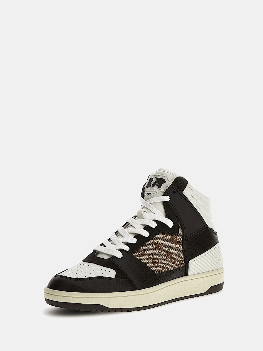 Sava Mid mixed-leather high-top sneakers