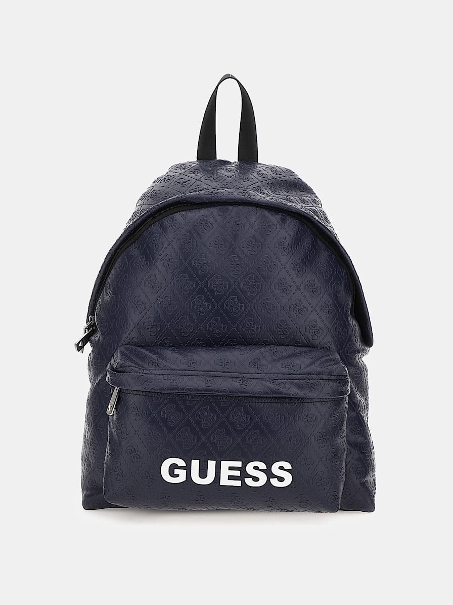 Riñonera Guess original marrón con estampado de G y placa GUESS en mar