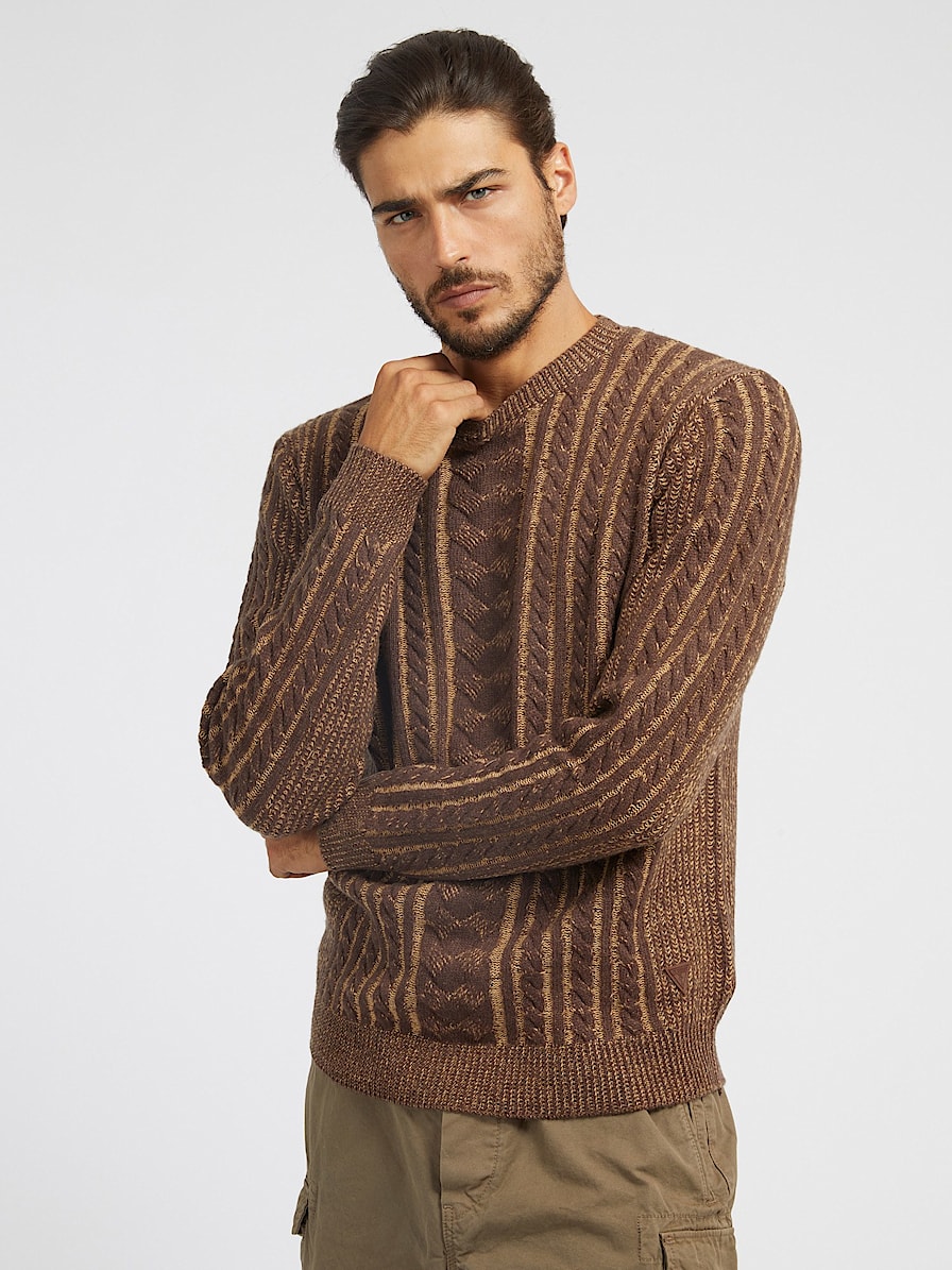 Wool blend cable knit sweater