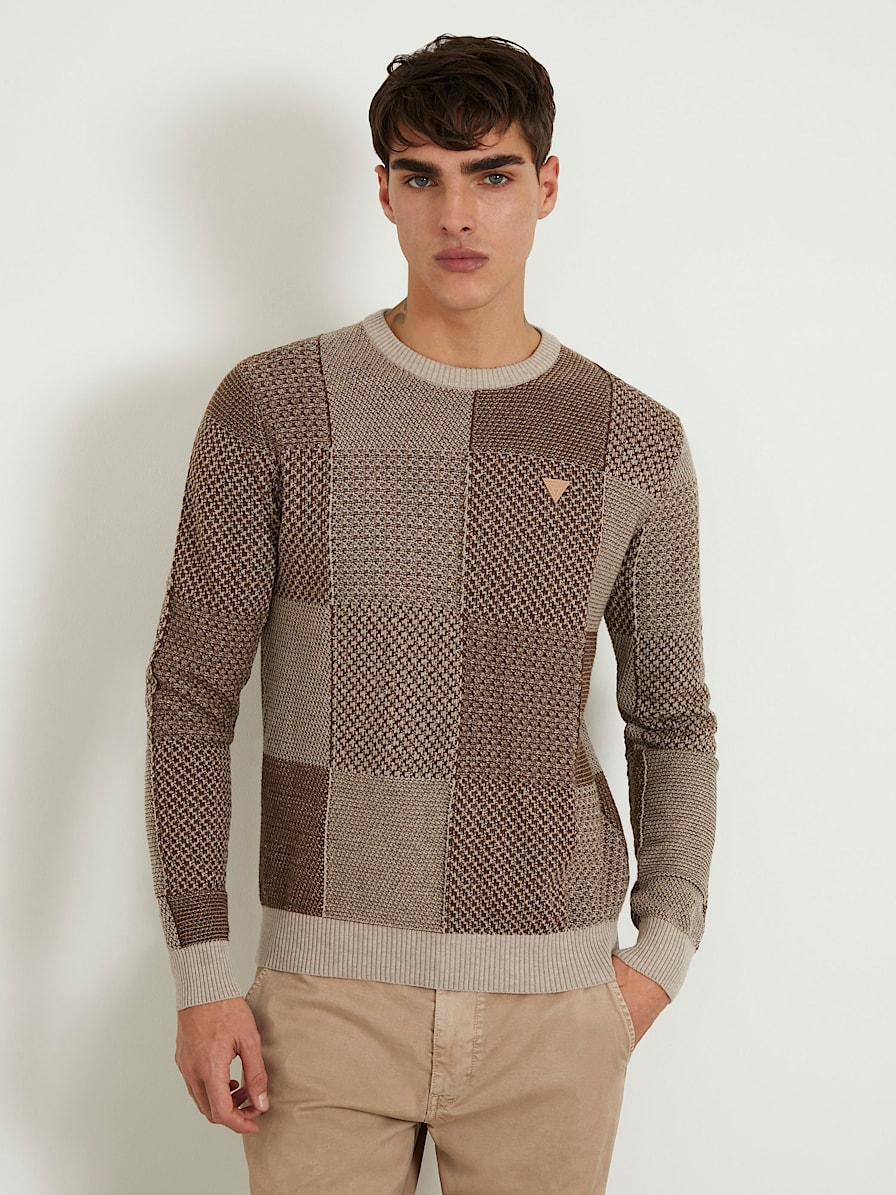 Sweater met ronde hals en patchwork