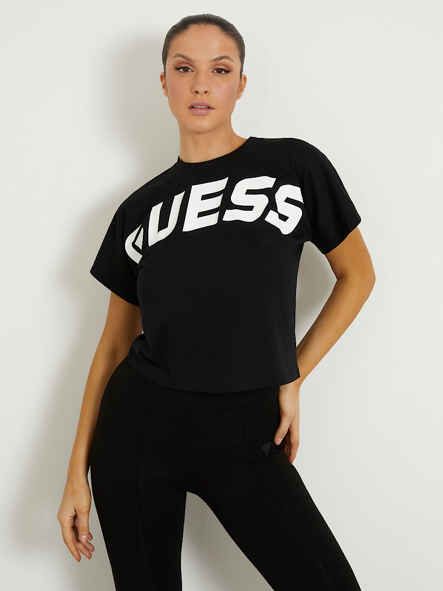 Camiseta blanca manga corta logo Guess- SS CN AMALUR Tee Camisetas blancas  Mujer Guess- Online