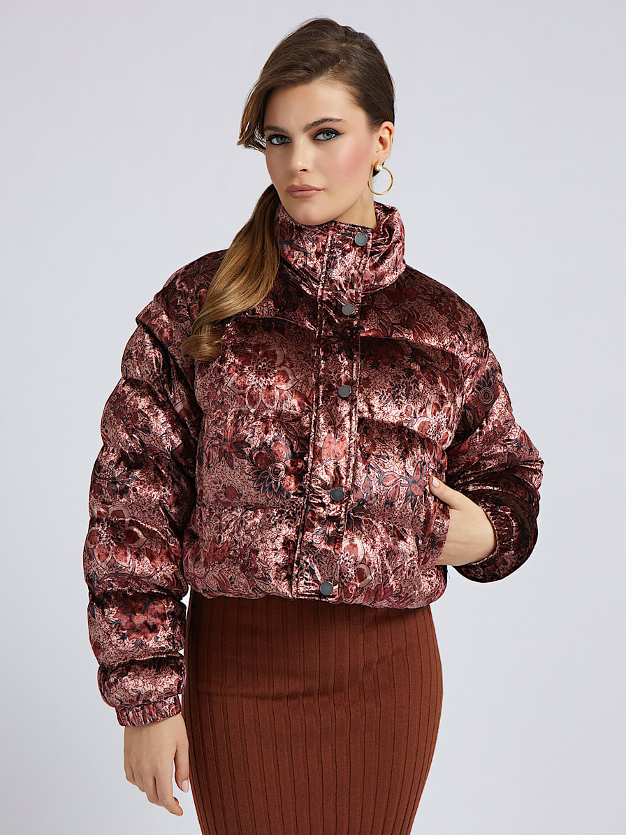 All over print cropped puffer