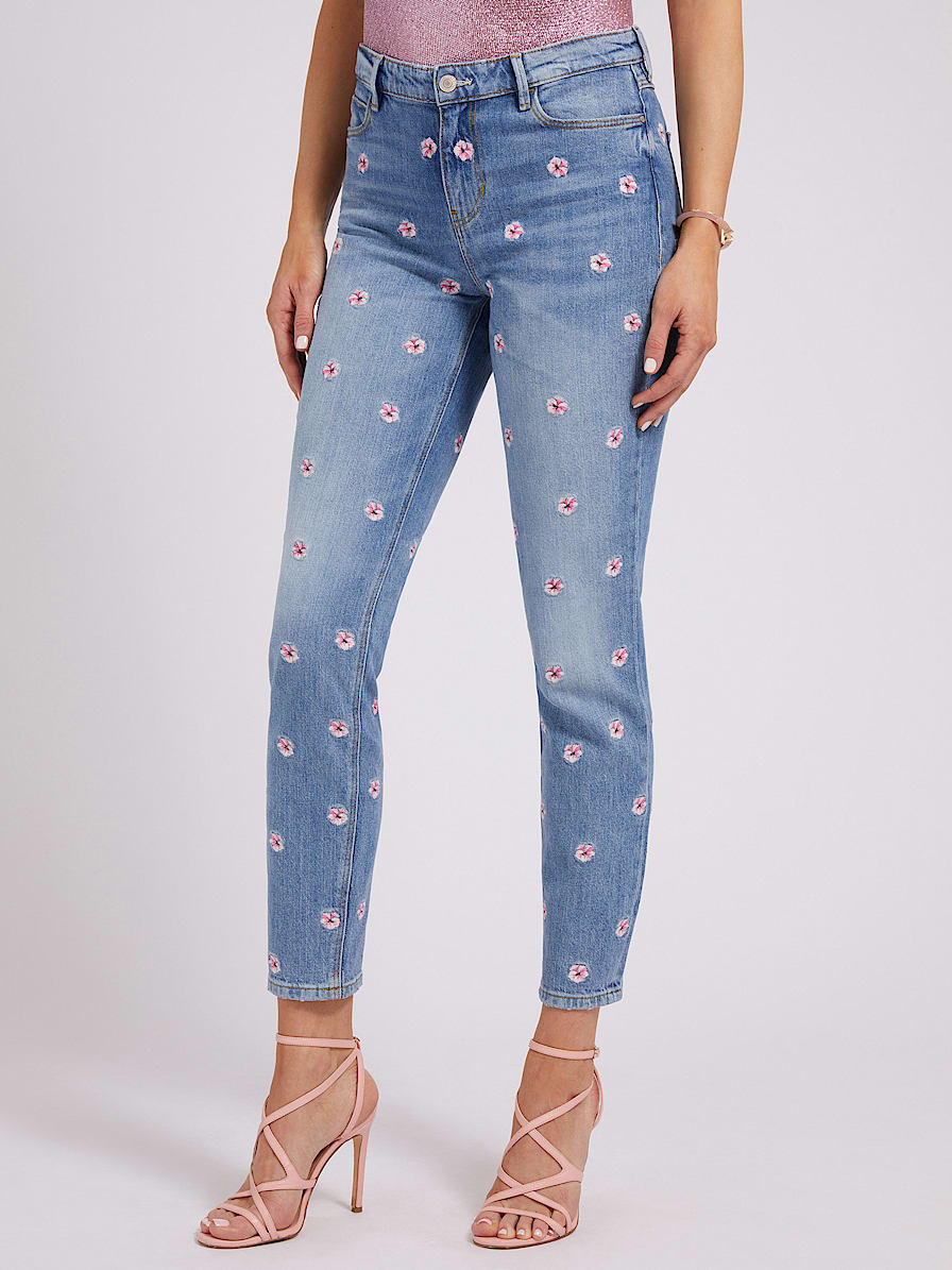 Embroidered denim pant