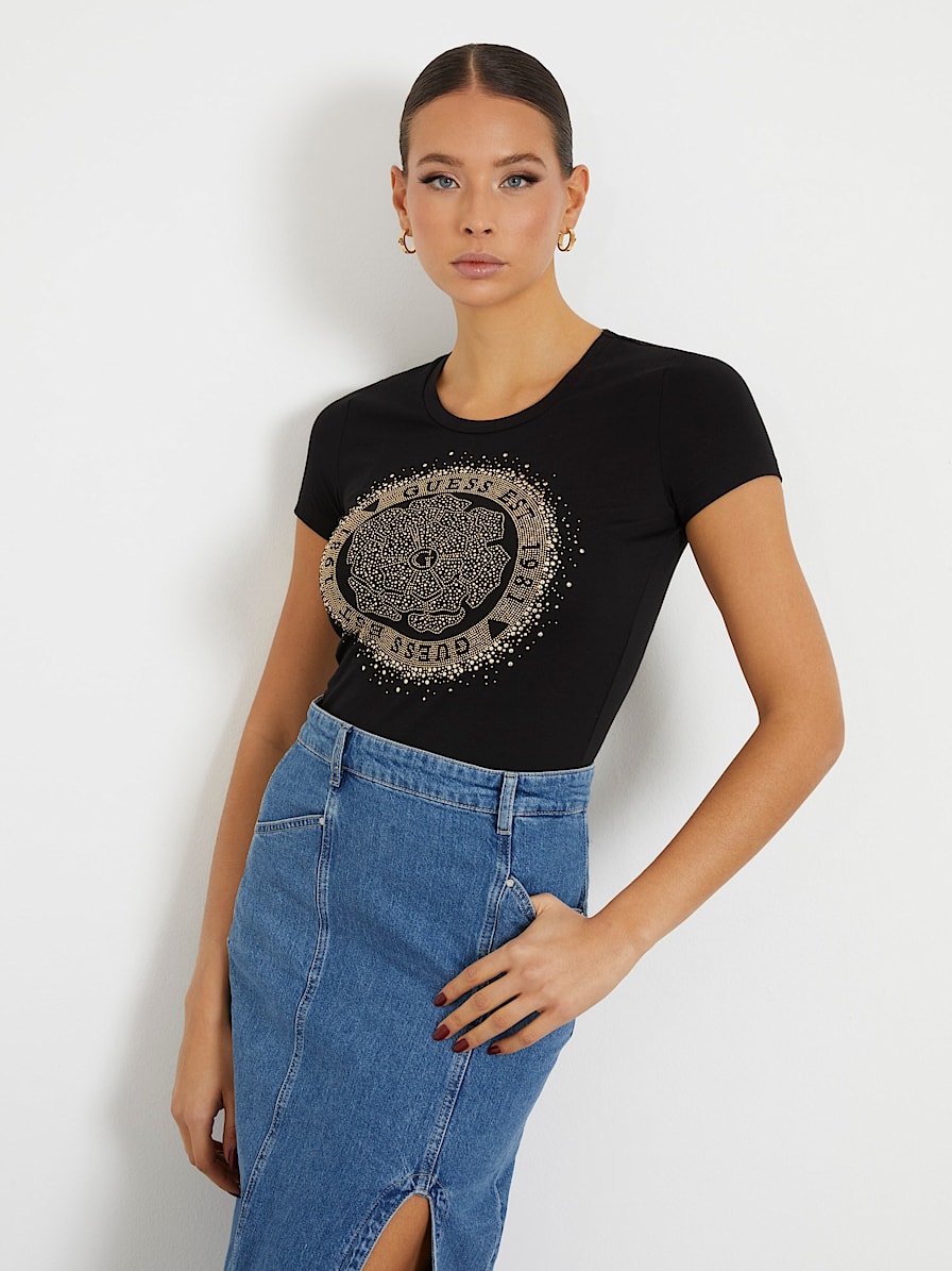 GUESS - Camiseta negra W2YR28Z2NQ0 Mujer