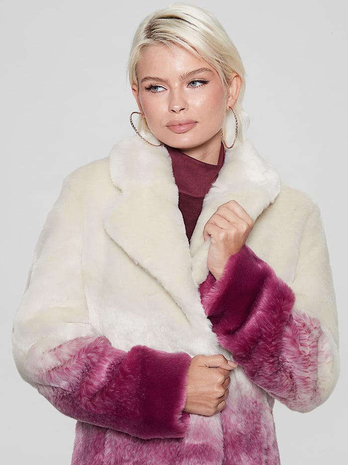 abrigo pelo rosa guess