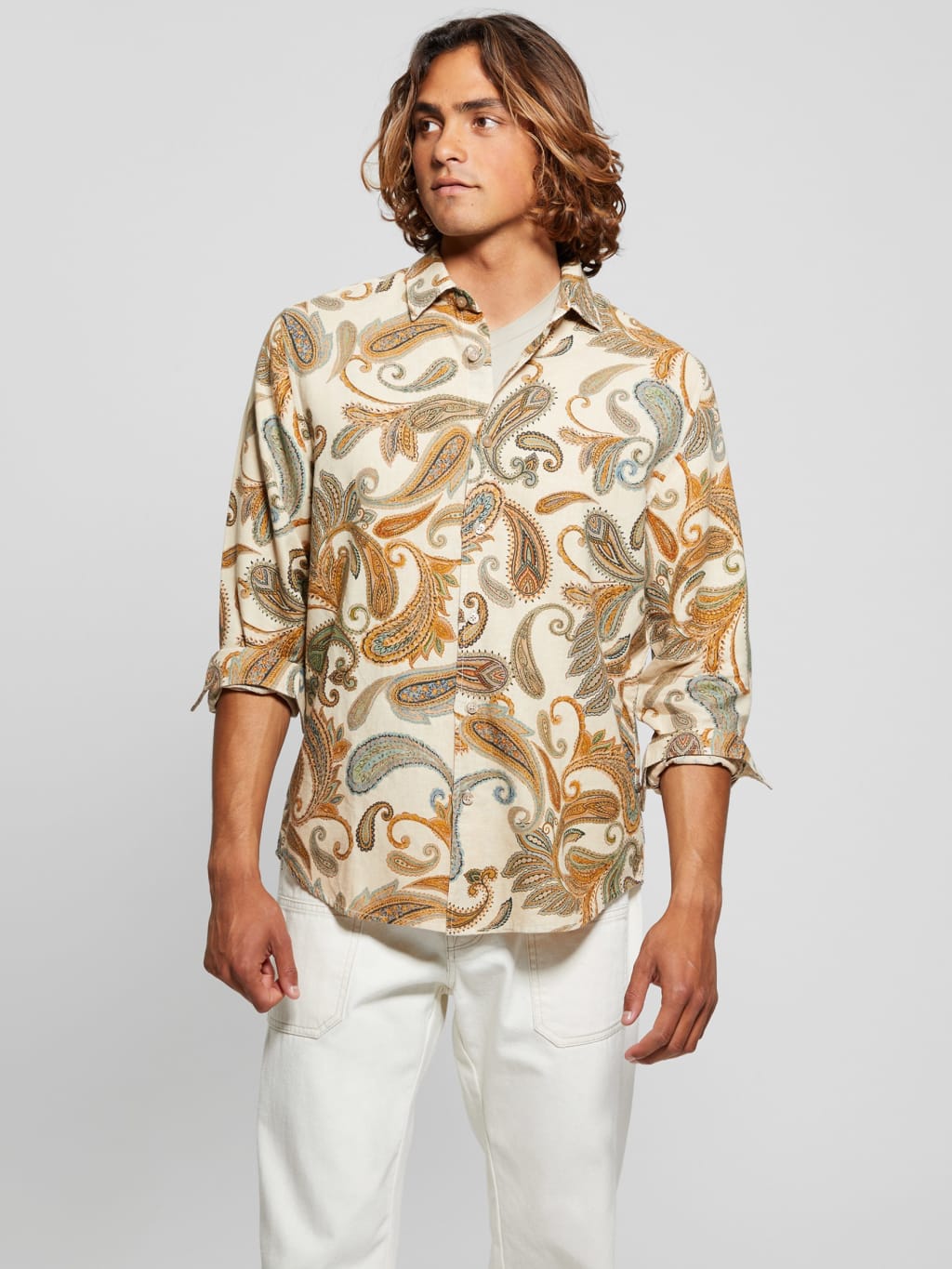Eco Linen Paisley Shirt by Guess