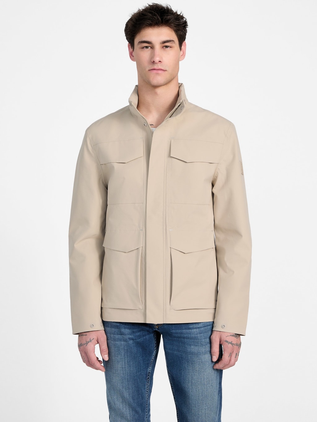 Dunwich Woven Hooded Utility Jacket by Guess