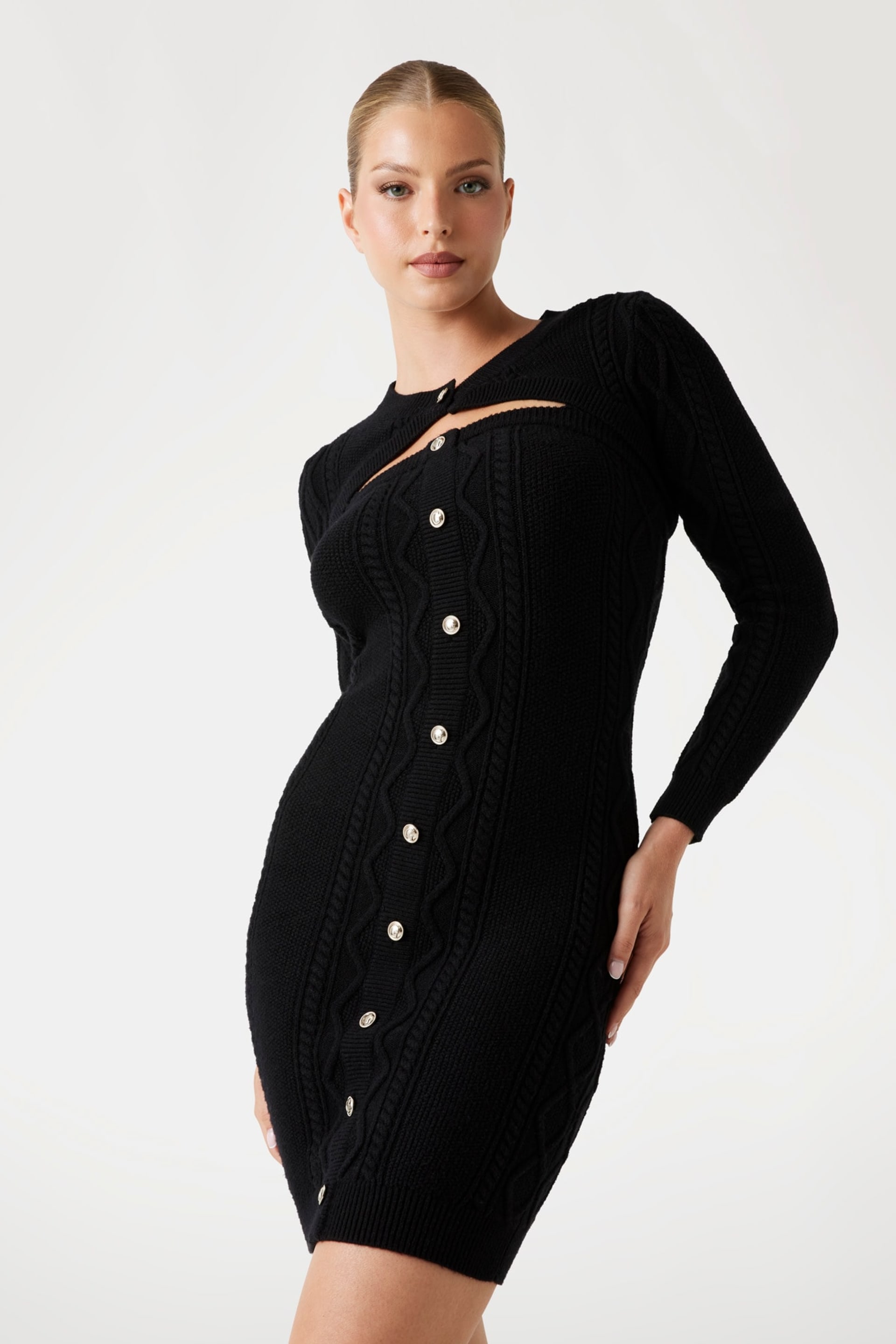 GUESS® Twin-set cable-knit midi dress