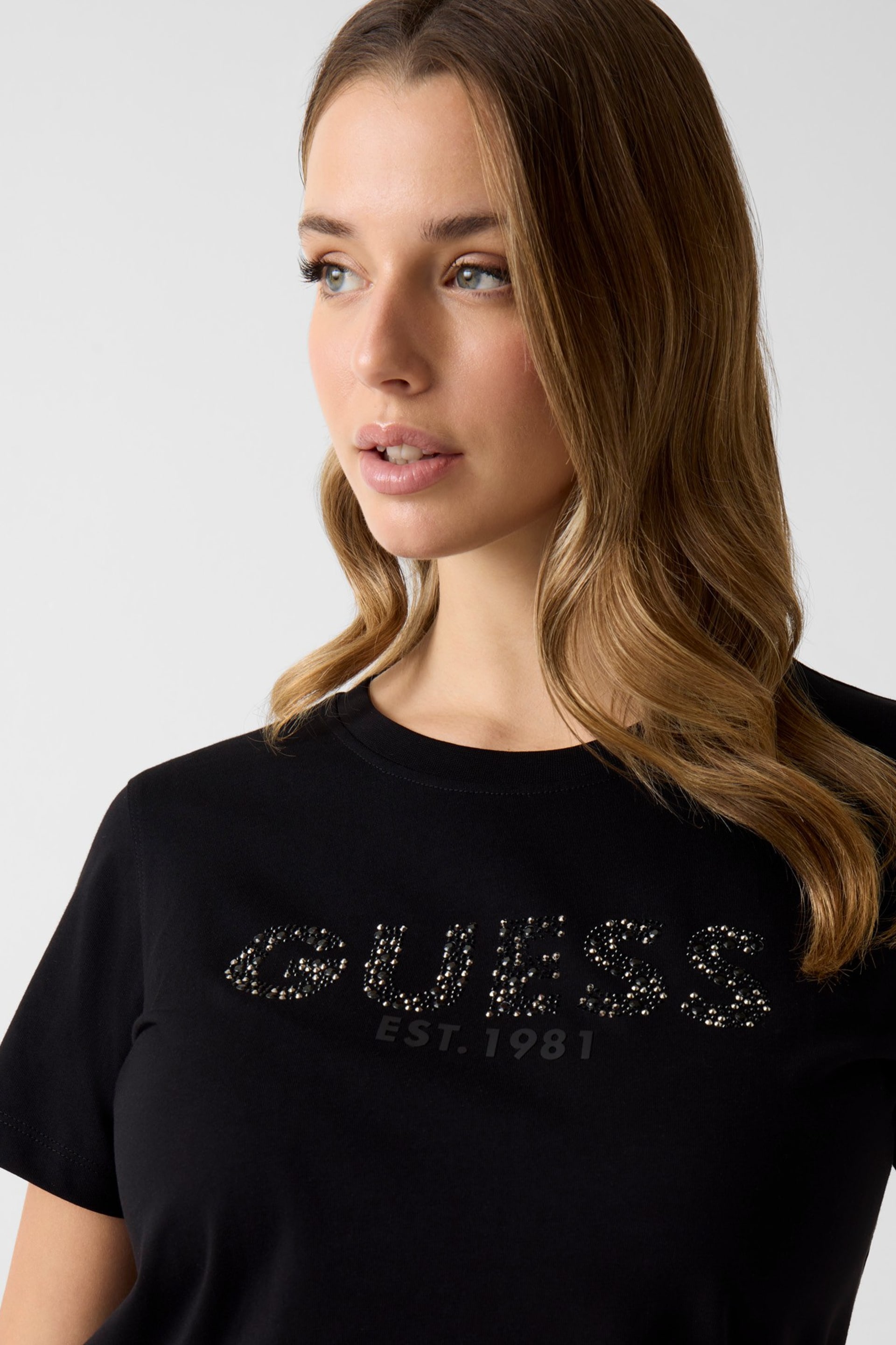 GUESS® Koszulka z logo Studs Mulher