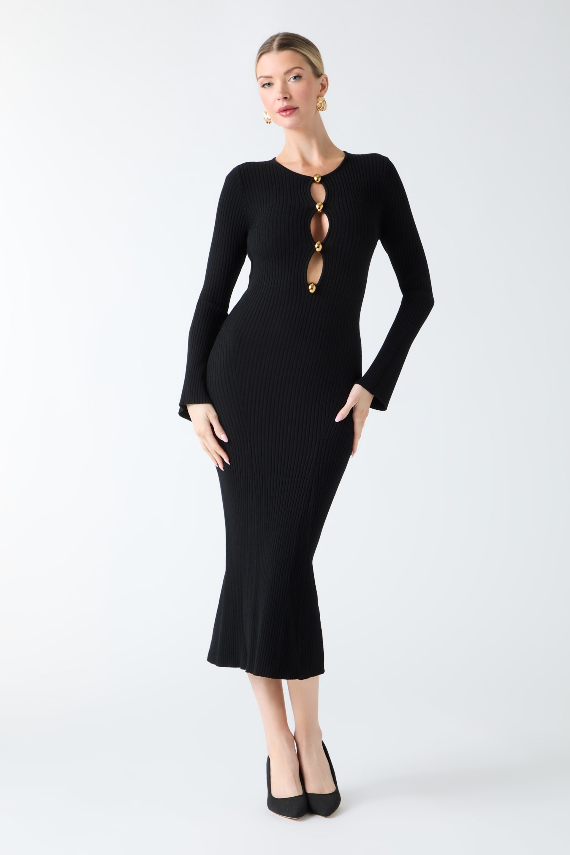 MARCIANO by GUESS® Agathe Ribbed Long-Sleeve Midi Dress