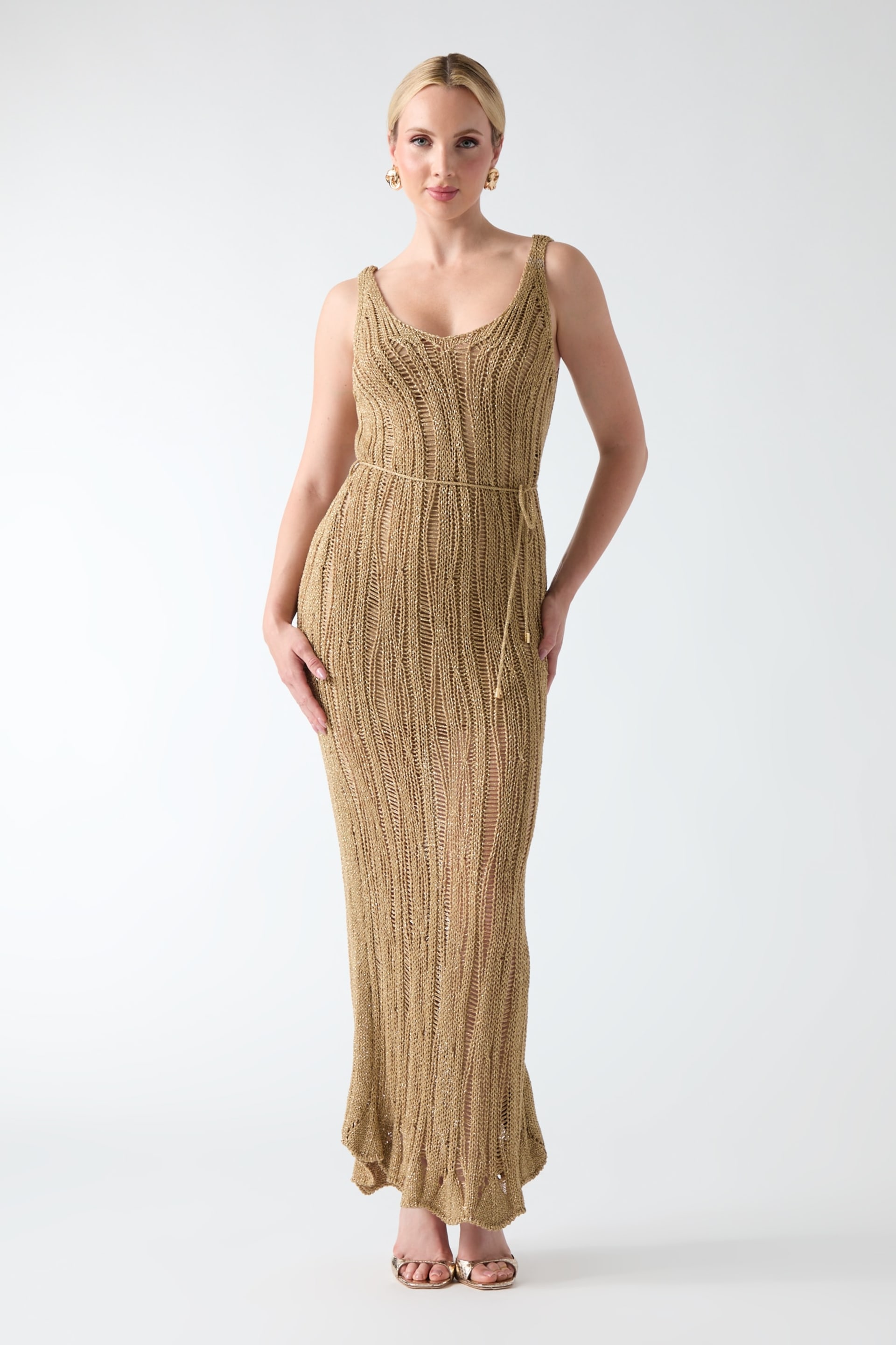 gold dress guess MARCIANO by GUESS® Lucky Lurex Net Maxi Quinceanera Spring 2025