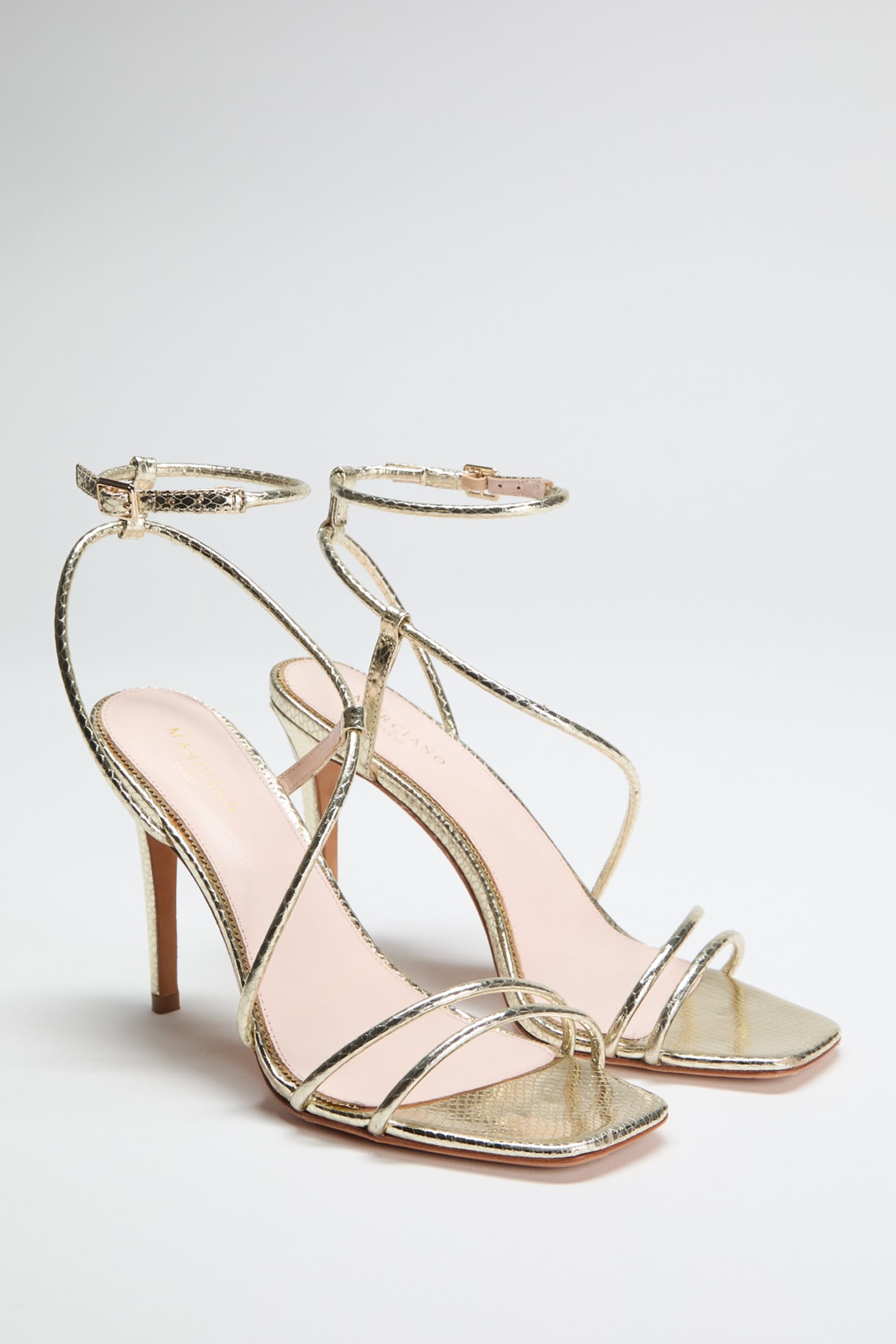 MARCIANO by GUESS® Metallic Leather Strappy Heel