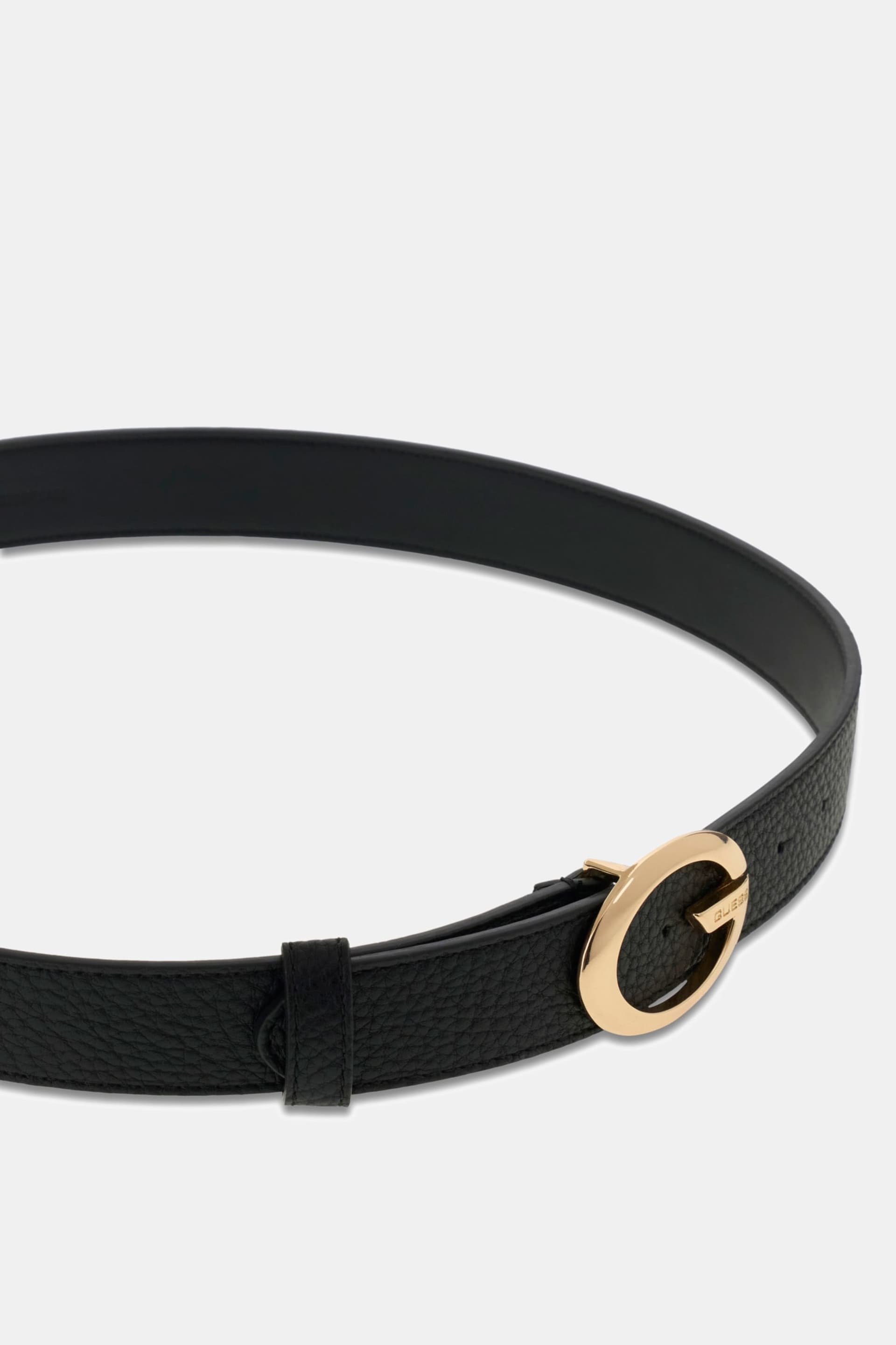 【USA製Vintage】GUESS 高級艶本革ドレスベルト 艶黒オイルドレザー GUESS® Camden Vintage G Logo Belt Women